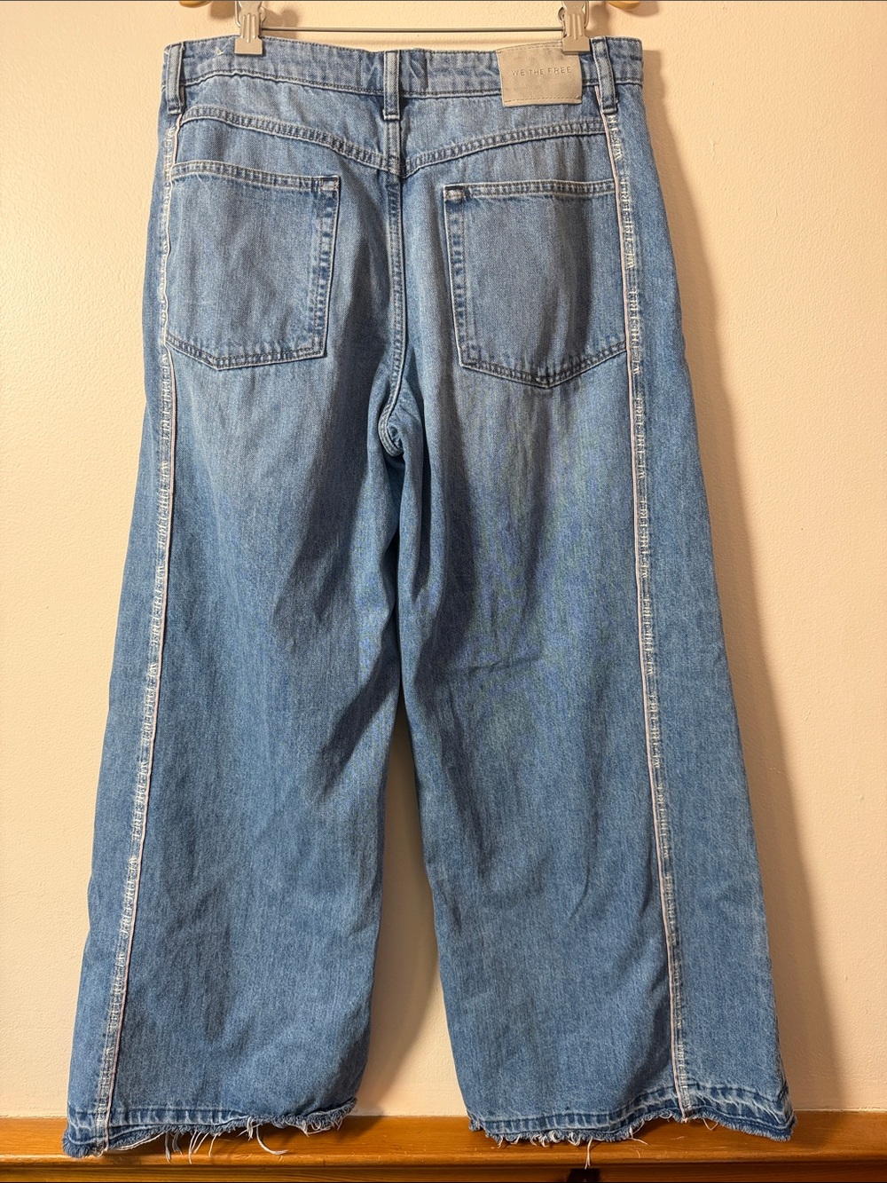 we the free on the edge selvedge wide leg jeans raw hem Size 30 - Picture 8 of 11